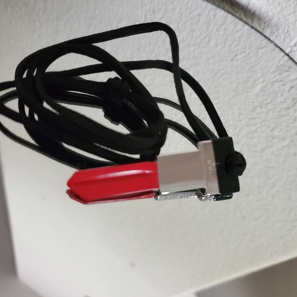 Marc Jacobs NWT Black Leather & Red, Silver Lipstick Key Charm Pendant Necklace - Picture 4 of 5